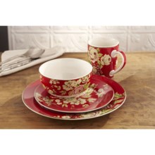 Waverly Tea Dance Porcelain Dinnerware Set - 16-Piece in Paprika - Closeouts