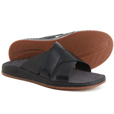 Chaco Wayfarer Slide Sandals - Leather (For Women) - BLACK (7 )