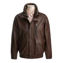 Weatherproof Egyptian Lambskin Bomber Jacket - Detachable Dark Shearling Collar (For Men) in Whiskey - Closeouts