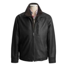 Weatherproof Egyptian Lambskin Coat - Double Collar (For Men) in Black - Closeouts
