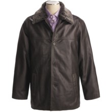 Weatherproof Vintage Buffalo Leather Car Coat - Detachable Shearling Collar (For Men) in Brown - Closeouts