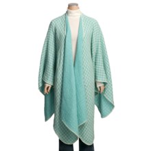 Weave of the Irish Ruana Cape - Reversible (For Women) in Ecru/Duck Egg Blue - Closeouts