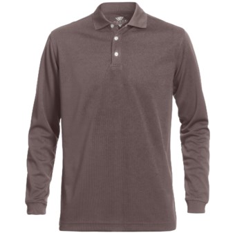 Wedge Mesh Golf Polo Shirt - Long Sleeve (For Men) in Steel Grey