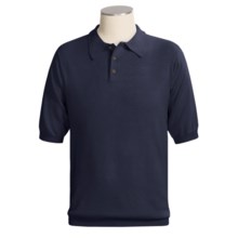 Weekendz Off Silk Polo Sweater - Short Sleeve (For Men) in Navy - Closeouts