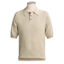 Weekendz Off Silk Polo Sweater - Short Sleeve (For Men) in Tan - Closeouts