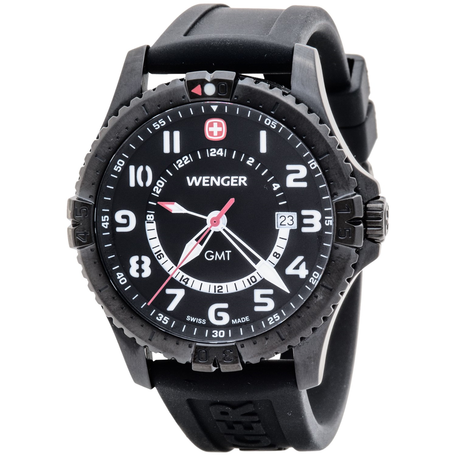 Wenger Squadron GMT Watch (For Men) in Black White/Black