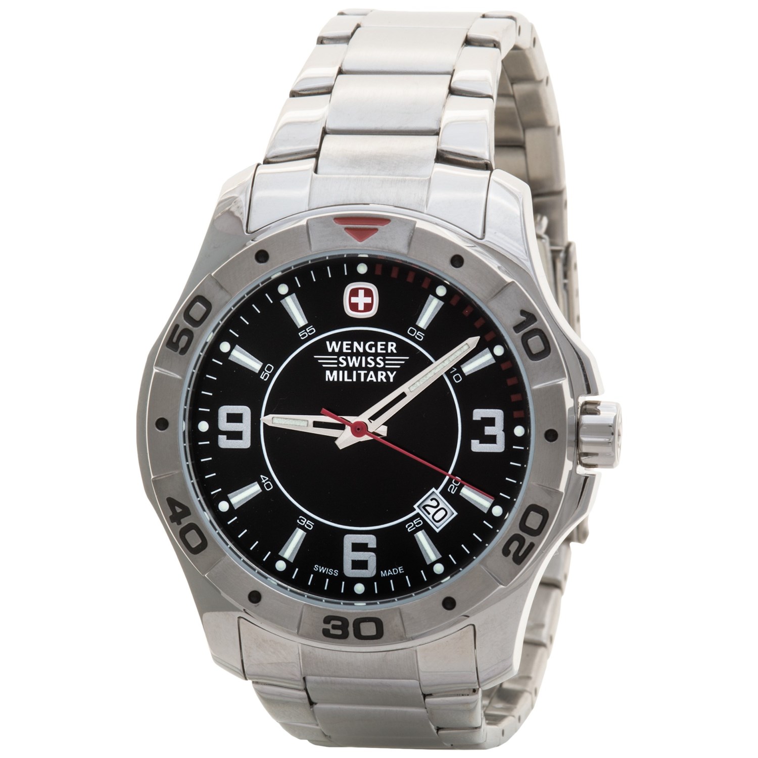 Wenger Swiss Army Alpine Large Dial Watch (For Men) in Black/Stainless ...