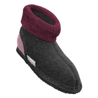 Wesenjak Slipper Booties with Cuff -  Boiled Wool (For Kids) in Dark Grey Heather