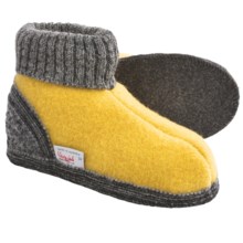 Wesenjak Slipper Booties with Cuff -  Boiled Wool (For Kids) in Yellow / Grey - Closeouts