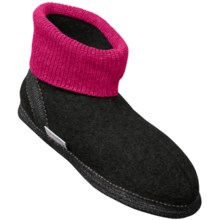 Wesenjak Slipper Booties with Cuff - Boiled Wool (For Men and Women) in Black Heather - Closeouts