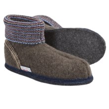 Wesenjak Slipper Booties with Cuff - Boiled Wool (For Men and Women) in Dark Taupe - Closeouts