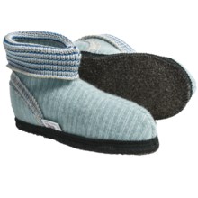 Wesenjak Slipper Booties with Cuff - Boiled Wool (For Men and Women) in Ice Blue Stripe - Closeouts