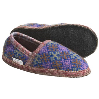 Wesenjak Slipper Moccasins - Boiled Wool (For Men and Women) in Blue Multi