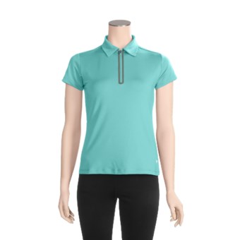 White Sierra Channel Island Polo Shirt - Zip Neck, Short Sleeve (For Women) in Turquoise