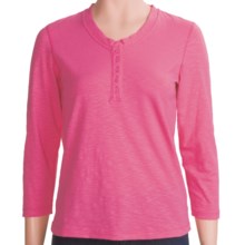 White Sierra Cotton-Rich Seaside Shirt - 3/4 Sleeve (For Women) in Carmine Rose - Closeouts