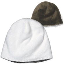White Sierra Cozy Beanie Hat - Reversible Fleece (For Women) in Cloud R/Cigar - Closeouts