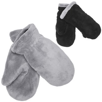White Sierra Cozy Fleece Mittens - Reversible (For Women) in Quarry