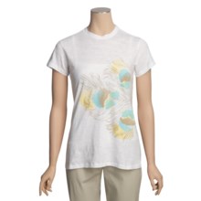 White Sierra Feather Graphic T-Shirt - Short Sleeve (For Women) in White - Closeouts