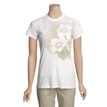 White Sierra Flower Graphic T-Shirt - Short Sleeve (For Women) in White - Closeouts
