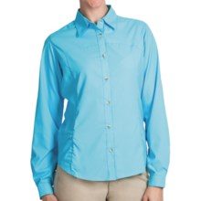 White Sierra Gobi Desert Shirt - UPF 30, Convertible Long Sleeve (For Plus Size Women) in Bluefish - Closeouts