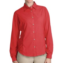 White Sierra Gobi Desert Shirt - UPF 30, Convertible Long Sleeve (For Plus Size Women) in Hibiscus - Closeouts