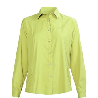 White Sierra Gobi Desert Shirt - UPF 30, Long Sleeve (For Women) in Faded Lime