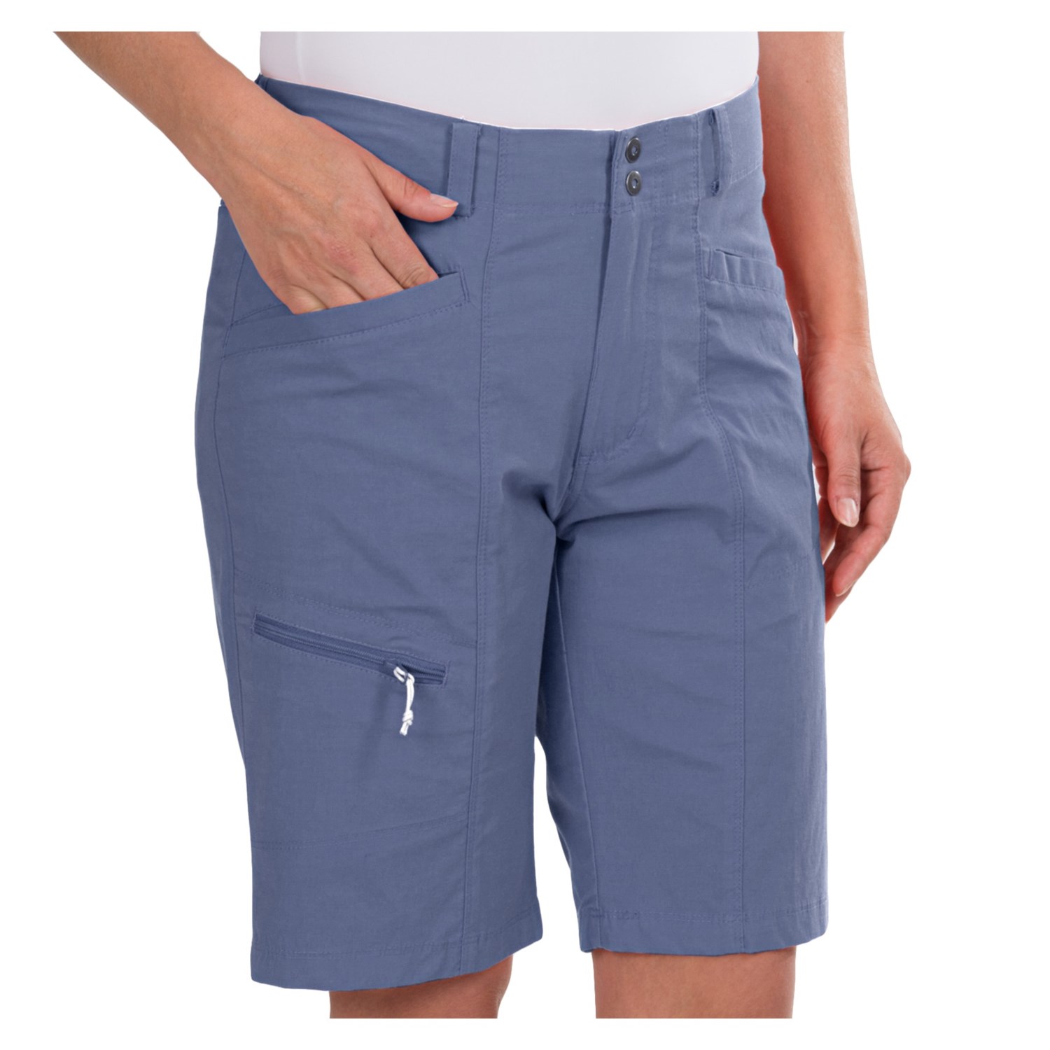 White Sierra Odyssey Bermuda Shorts Stretch CottonNylon (For Women