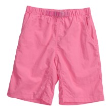 White Sierra Pigment-Dyed Shorts - UPF 30 (For Girls) in Carmine Rose - Closeouts