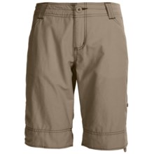 White Sierra Ridgecrest Roll-Up Bermuda Shorts - Herringbone , Cotton-Rich (For Women) in Bark - Closeouts