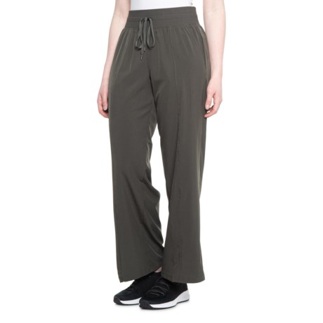 Apana Wide Leg Stretch-Woven Pants (For Women) - LAKESIDE OLIVE (S )