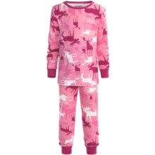 Wild & Cozy by Hatley Cotton Jersey Pajamas - Long Sleeve (For Kids) in Camooseflage Pink - Closeouts