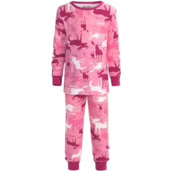 Wild & Cozy by Hatley Cotton Jersey Pajamas - Long Sleeve (For Kids) in Camooseflage Pink