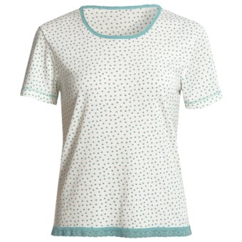 Wildbleu Heat Release Technology Shirt - Lace Hem, Short Sleeve (For Women) in Caribbean Dot