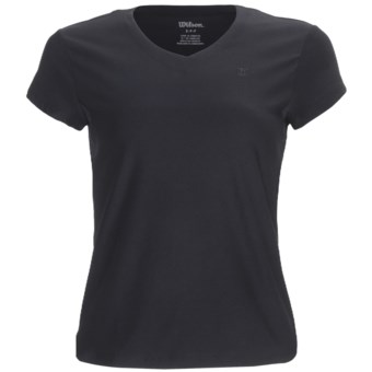 Wilson Short Sleeve V-Neck Shirt - UPF 30+ (For Women) in Black