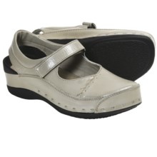 Wolky Strap Cloggy Clogs (For Women) in Pearl Grey Varnished - Closeouts