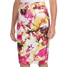 Womyn Floral Pencil Skirt - Stretch Cotton (For Women) in Watercolor Floral - Closeouts