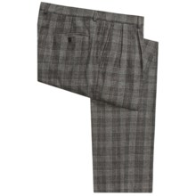 Wool Flannel Pants - Pleated (For Men) in Black/Grey Houndstooth Glennplaid - 2nds