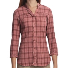 Woolrich Crystal Mountain Shirt - UPF 15, 3/4 Sleeve, Stretch Cotton Seersucker (For Women) in Light Raisin - Closeouts