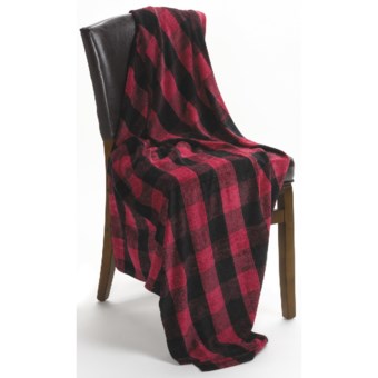 Woolrich Fern Glen Buffalo Plaid Throw Blanket - Chenille in Red/Black