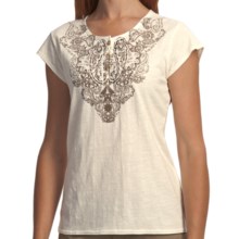 Woolrich Fisher Island T-Shirt - Slub Cotton, Short Cap Sleeve (For Women) in Ecru - Closeouts
