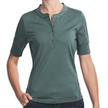Woolrich Merino Wool Henley Shirt - UPF 40+, Short Sleeve (For Women) in Dark Breeze - Closeouts