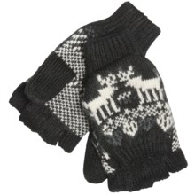 Woolrich Reindeer Pop-Top Mittens - Jacquard Wool Blend (For Women) in Black - Closeouts