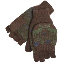 Woolrich Reindeer Pop-Top Mittens - Jacquard Wool Blend (For Women) in Brown - Closeouts