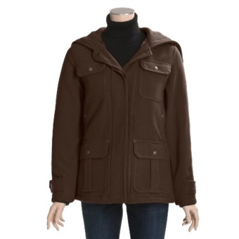 Woolrich Ryalee Wool Jacket - Insulated, Split Shawl Collar Hood (For Women) in Dark Chocolate