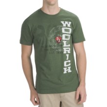 Woolrich Vertical Logo T-Shirt - Short Sleeve (For Men) in Heather Dark Green - Closeouts