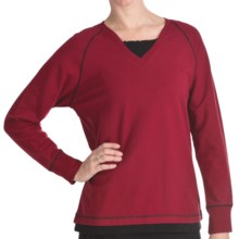 Woolrich Weekend Wear Lounge Shirt - Stretch French Terry Cotton, V-Neck (For Women) in Rub Ruby - Closeouts