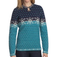 Woolrich Willow Grove Sweater - Lambswool Jacquard (For Women) in Marine Multi - Closeouts