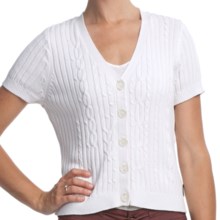 Woolrich Youngwood Cardigan - Cable Knit, Cotton, Short Sleeve (For Women) in White - Closeouts