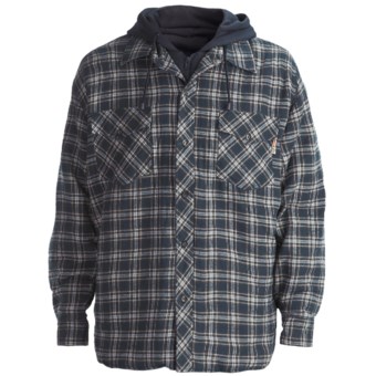 Work King Hooded Flannel Shirt - Quilt-Lined, Long Sleeve (For Men) in Navy/White/Olive