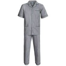 Woven Cotton Pajamas - Short Sleeve (For Men) in Light Grey Print - Closeouts